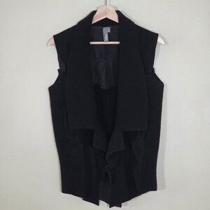 SI-IAE Cashmere Wool Suede Vest Women S Black Assymetric Luxury Anthro Goth Boho